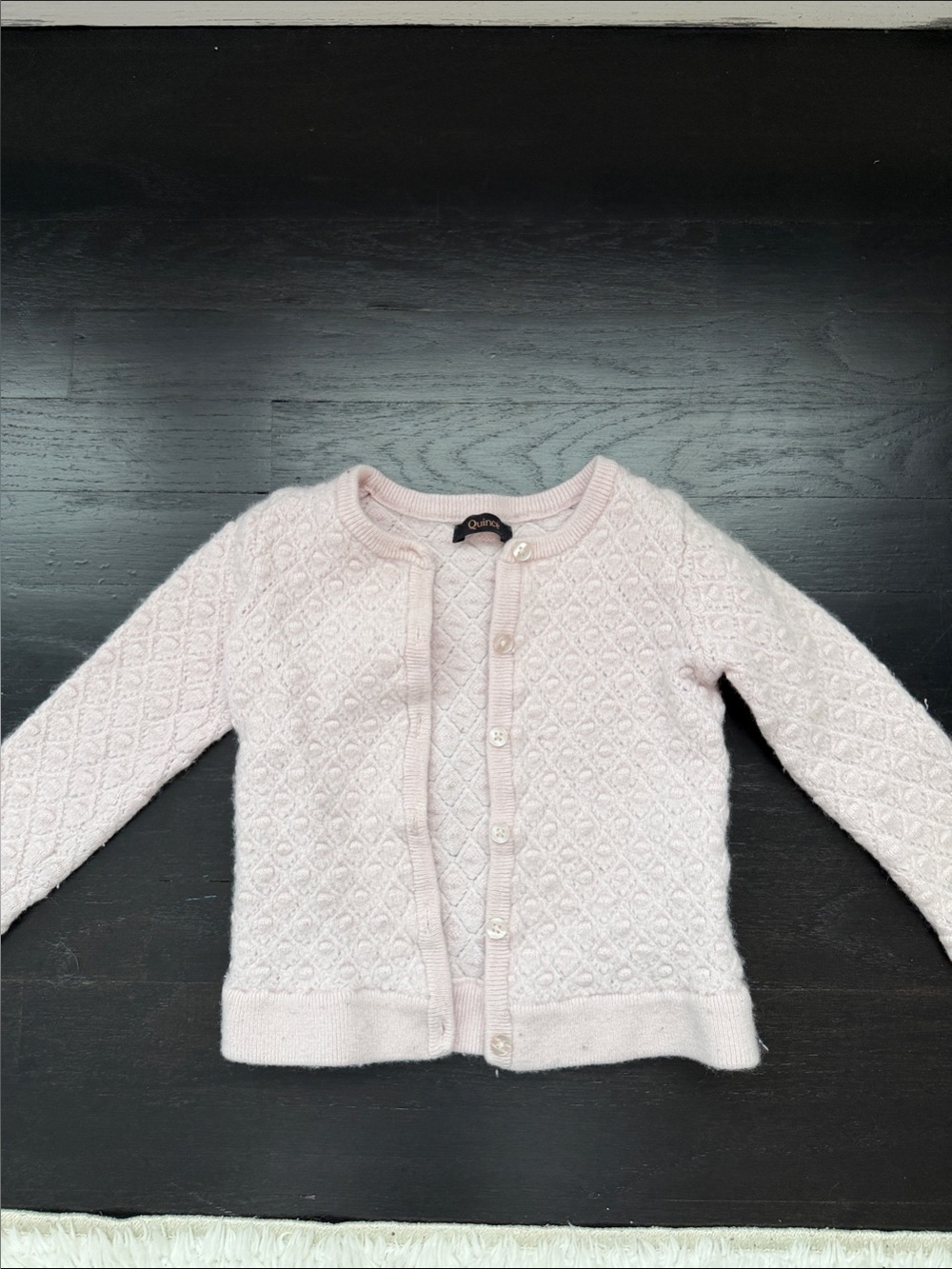 Quince Light Pink Textured Cashmere Cardigan